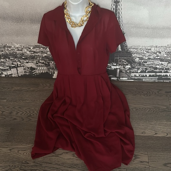 Re named Burgundy Wrap Chiffon Dress M - Picture 5 of 14